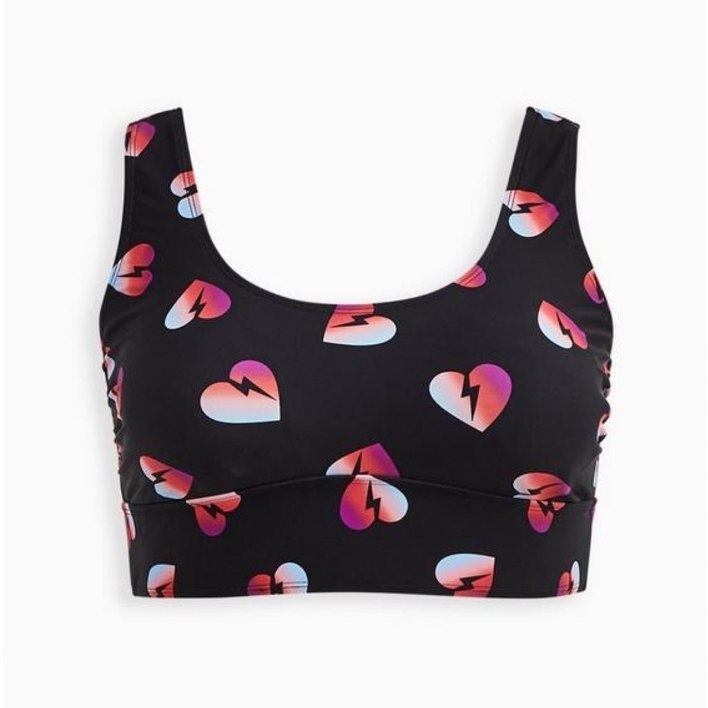 New! Torrid 2 Electric Hearts Swim Bathing Suit Top 2X‎
